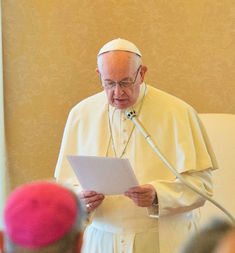Pope Francis addressing the delegation